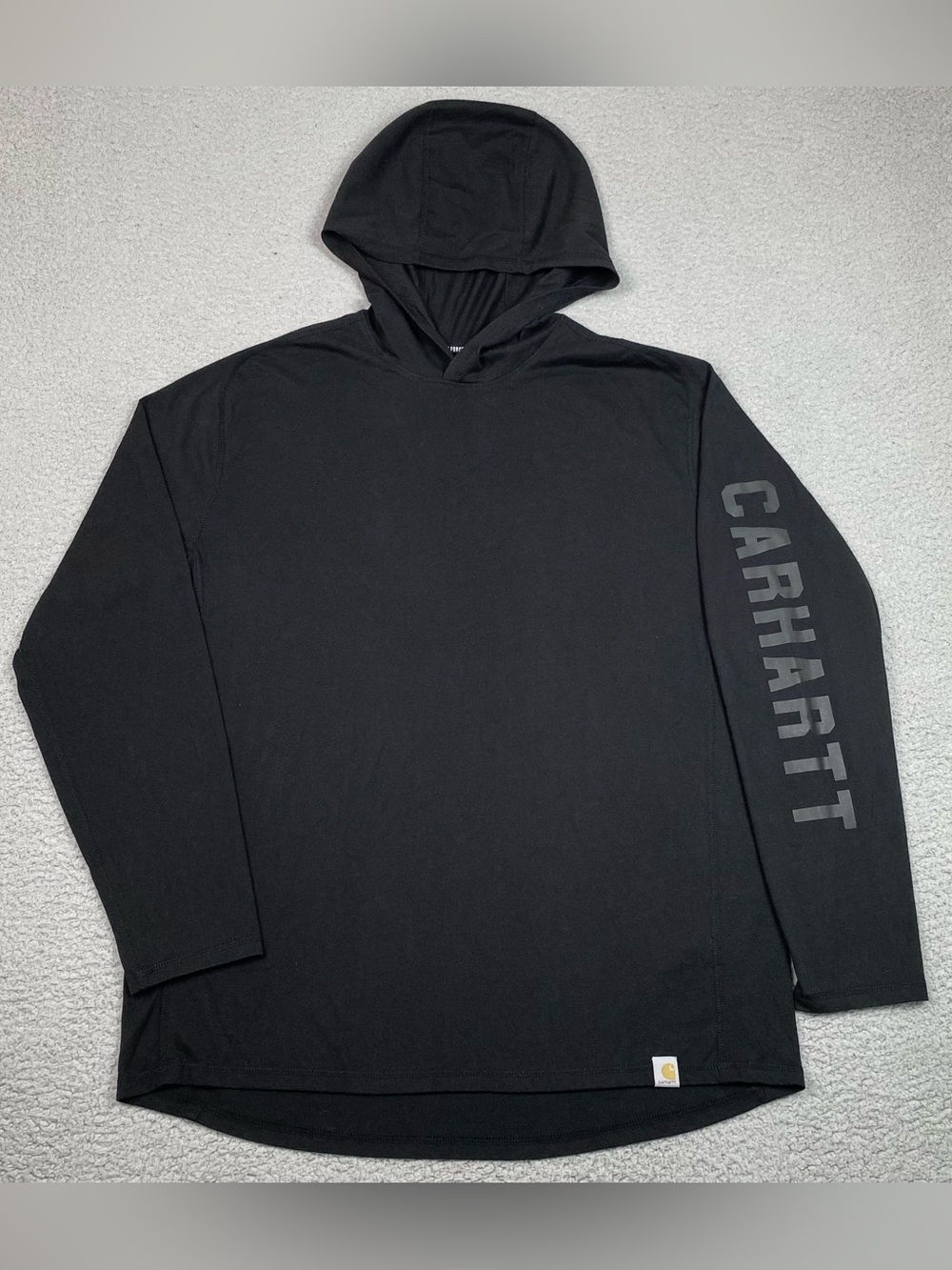 Carhartt Force Men's Size L Hooded Long Sleeve Shirt Black Relaxed Fit Large EUC